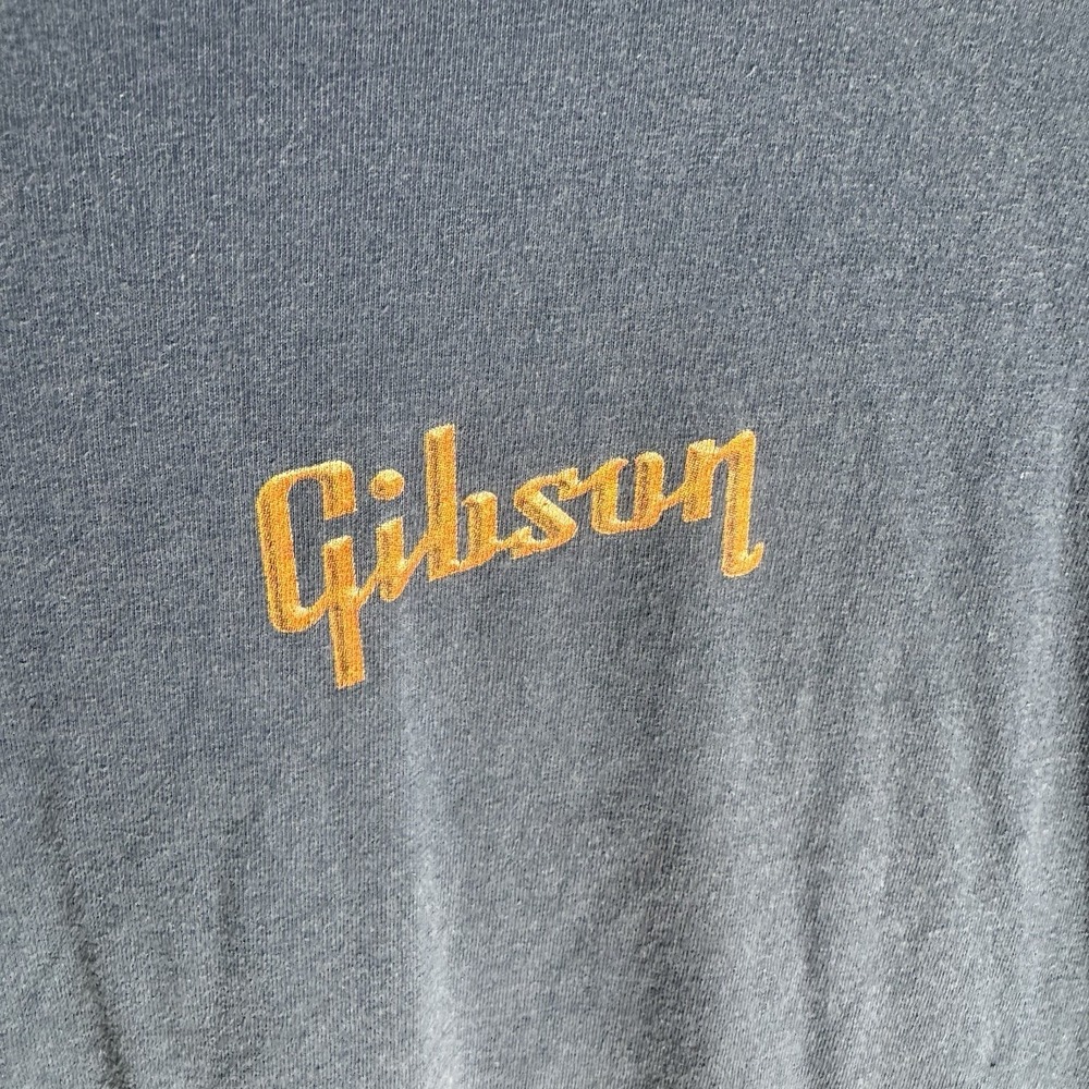Vintage Gibson Guitar Shirt Size XXL Navy Blue Made in USA Distressed 2XL - Picture 4 of 9